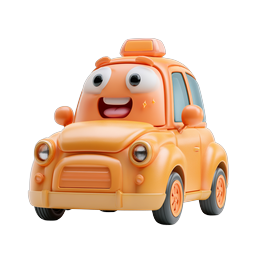 Ícone de Personagem de Táxi de Desenho Animado Fofo - Renderização 3D