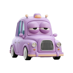 Adorable Cartoon Purple Taxi Character Icon