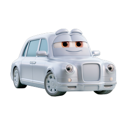 Cute Cartoon Taxi Character Icon - 3D Rendered