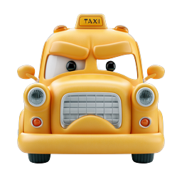 Cartoon Taxi Character Icon - Cute 3D Yellow Cab