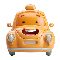 Cute Cartoon Taxi Icon - 3D Clay Style Character