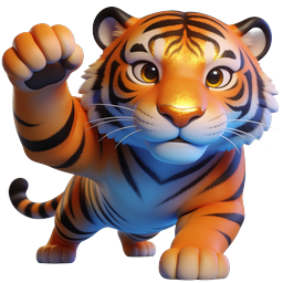 Vibrant Cartoon Tiger Icon for Kids and Nature Themes