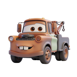 Cartoon Tow Truck Character Icon - 3D Rendered Vehicle