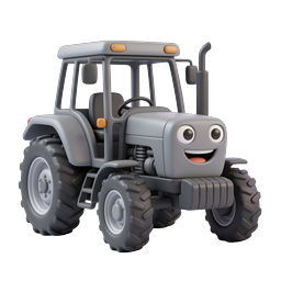 Cartoon Tractor Icon - Cute 3D Clay Style Farm Vehicle