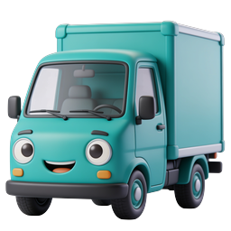 Cute Cartoon Delivery Truck 3D Icon - Friendly Vehicle