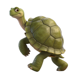 Friendly 3D Cartoon Turtle Character Icon | Wildlife