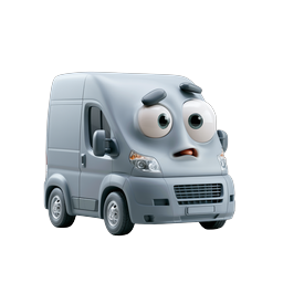 Cartoon Delivery Van Character Icon | 3D Clay Render