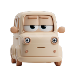 Cute Cartoon Van Character - 3D Rendered Mascot Icon