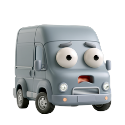 Cute Cartoon Van Character 3D Icon