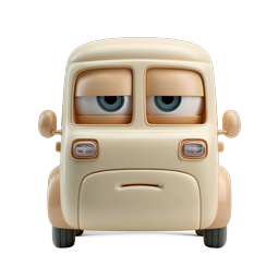 Cute Cartoon Van Character 3D Icon