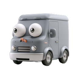 Adorable Cartoon Van Character 3D Icon