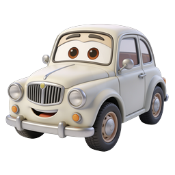 Cartoon Vintage Car Character Icon | 3D Animated Vehicle
