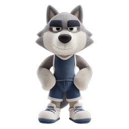 Cute Cartoon Wolf Character in Sports Outfit 3D Icon