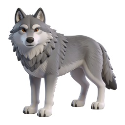 Ícone 3D de Lobo de Desenho Animado Amigável - Personagem Animal Fofo