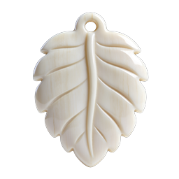 Carved Leaf Pendant Icon - Realistic Ivory Jewelry