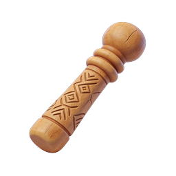 Carved Wooden Club Icon - 3D Rendered Tribal Mace