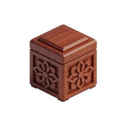 Ornate Carved Wooden Lattice Box Icon | 3D Realistic
