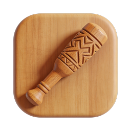 Carved Wooden Maraca Icon - 3D Rendered Musical Instrument