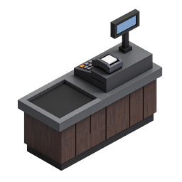Isometric Cashier Counter Icon - Retail Checkout Station