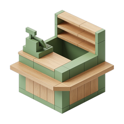 Icône de comptoir de caisse isométrique - Paiement détail 3D