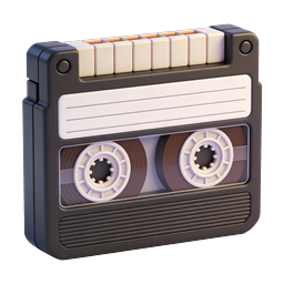 Vintage Cassette Tape Icon - Retro 3D Audio