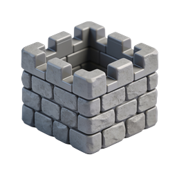 3D-Icon eines mittelalterlichen Steinburg-Wehrturms
