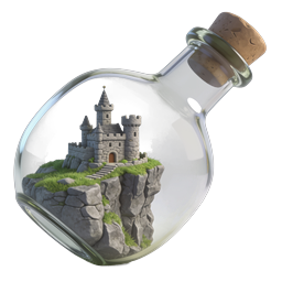 Enchanted Castle in Glass Bottle Fantasy Icon