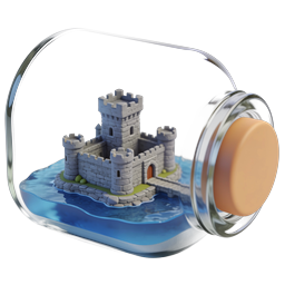 Castillo en botella - Icono miniatura 3D de fantasía