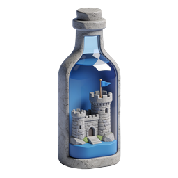 Icona 3D Castello in bottiglia - Illustrazione miniatura fantasy