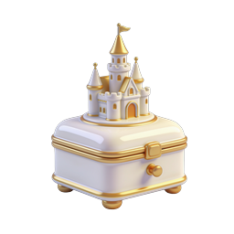 Castle Jewelry Box 3D Icon - Royal Treasure Container