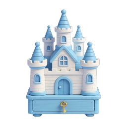 Enchanted Castle Music Box 3D Icon | Fantasy Clay Style