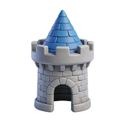 Medieval Castle Tower 3D Icon with Blue Roof