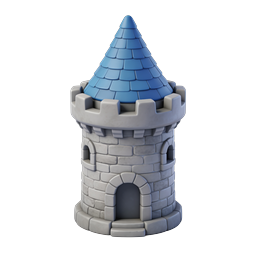 Medieval Castle Tower 3D Icon for Fantasy Games