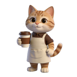 Ícone de gato barista fofo para cafeterias e branding de pets