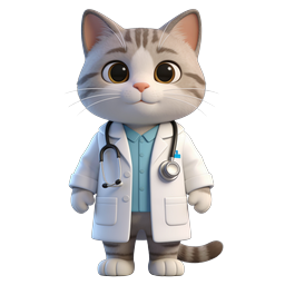 Adorable Cat Doctor Icon for Pet Healthcare Services