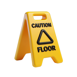 Caution Wet Floor Sign Icon - 3D Safety Warning