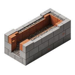 Cavity Wall Construction Isometric Icon