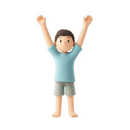 Celebrating Boy 3D Icon - Joy & Success Character
