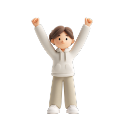 Celebrating Boy Character 3D Icon - Victory Pose