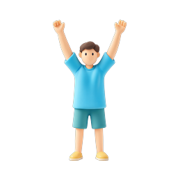 Celebrating Boy 3D Clay Icon - Joy & Success Character