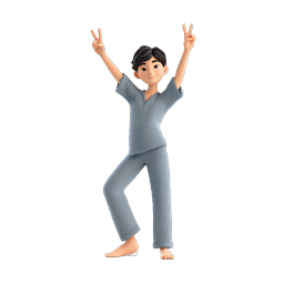 Celebrating Boy Peace Sign Victory 3D Icon