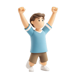 Celebrating Boy 3D Icon - Victory Achievement Character