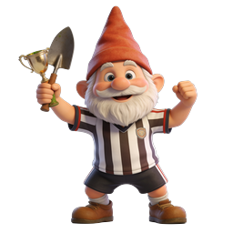 Feierndes Gartenzwerg 3D-Icon mit Trophäe