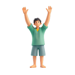 Celebrating Man 3D Icon - Cheerful Victory Pose Character