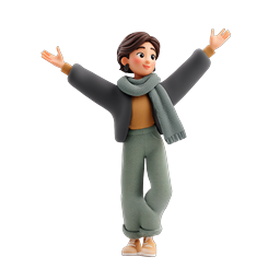 Celebrating Woman 3D Icon - Joy & Success Character