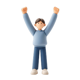Celebration Success Character Icon - 3D Clay Render