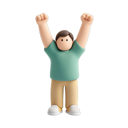 Celebration Victory Figure Icon - 3D Cartoon Character
