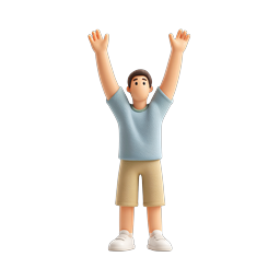 Celebration Victory Man 3D Icon - Joyful Success Character