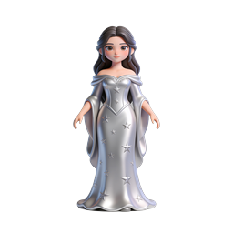 Celestial Princess 3D Character Icon with Star Gown