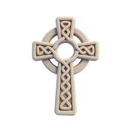 Celtic Cross 3D Icon with Intricate Knotwork Design